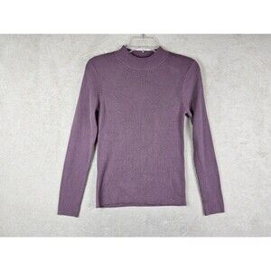 GU Women's Long Sleeve Ribbed Mock Neck Sweater Lavender Size M